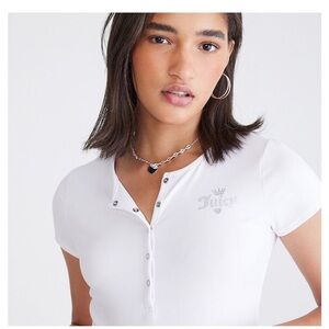 Juicy Couture White Polo Fitted Short Sleeve Tee